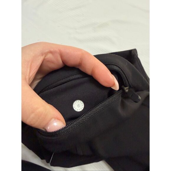 Lululemon Leggings Womens 6 Speed Up Crop Running Black Side Pockets Reflective - Picture 9 of 11